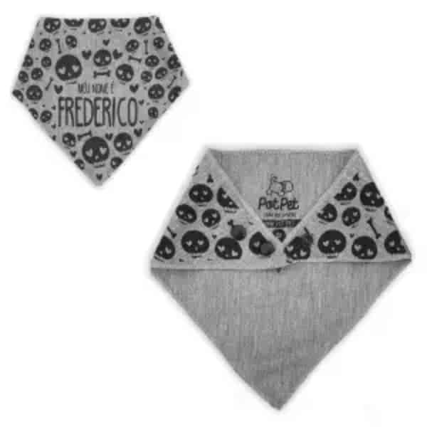 Bandana Caveiras Com o Nome do Pet Personalizado