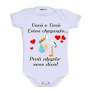 Body Baby Branco Personalizado Vovó e Vovô Estou Chegando