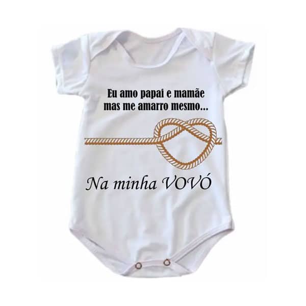 Body Bebê Personalizado Divertido Me Amarro na Vovó