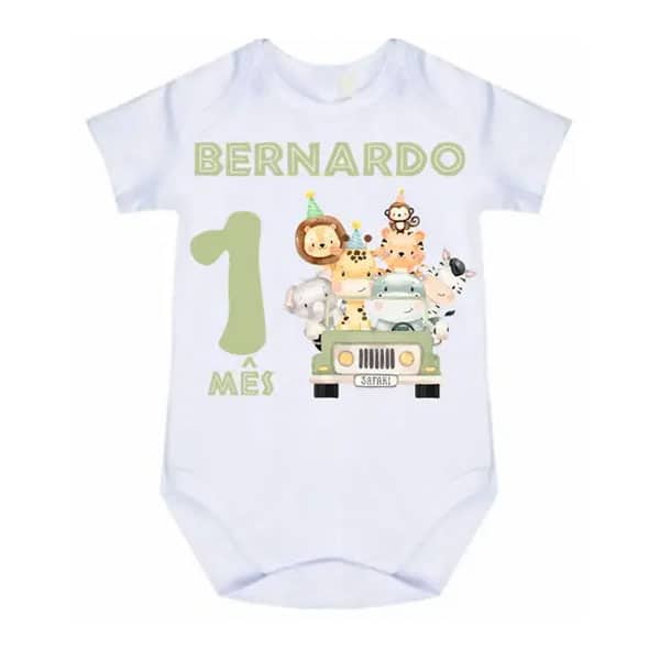 Body Bebe Personalizado Mesversario Safari