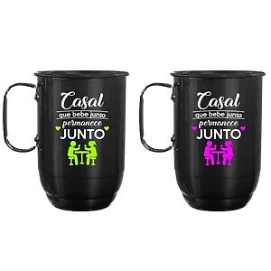 Caneca de alumínio personalizada casal Brindes