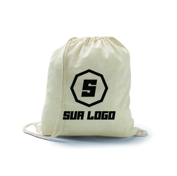 50 Unid Mochila Saco Algodão Cru Personalizado