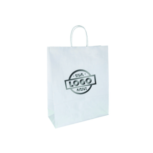550 Sacolas Brancas de Papel Kraft Personalizada