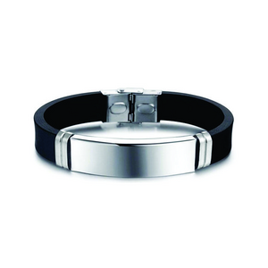 Pulseira de silicone com acabamento em metal