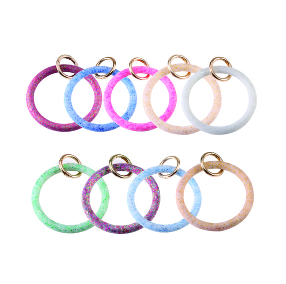Pulseira de silicone com glitter