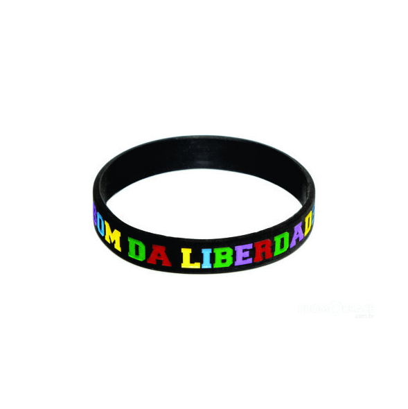 Pulseira de silicone com mensagem multicolorida