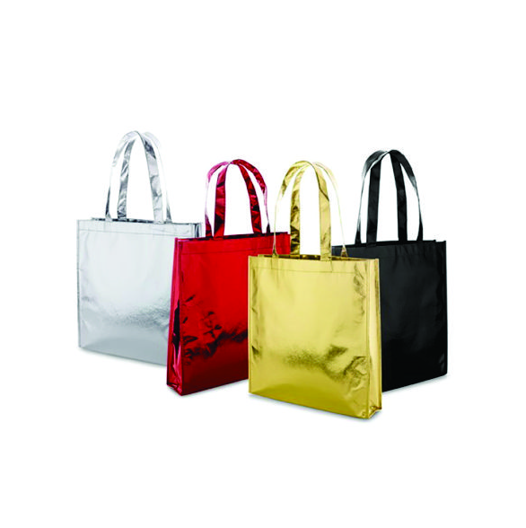 Sacolas Metalizada Gravada 45 Peças Preta