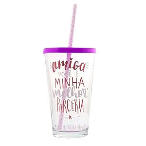 Copo Plastico com Tampa e Canudo Personalizado