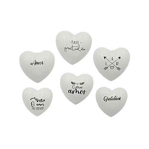 Kit 6 Mini Vaso Coração Personalizado De Cerâmica G