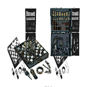 Kit Vinho 4 Peças com Jogo de Xadrez Personalizado