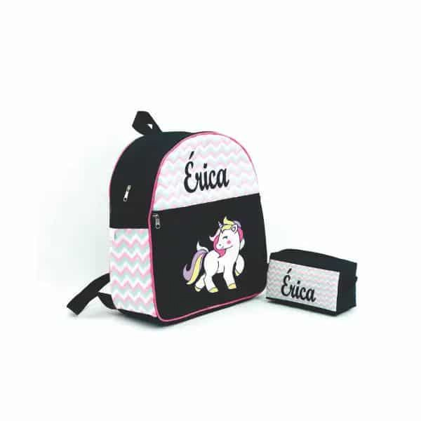 Mochila Escolar Personalizada com Nome Unicórnio
