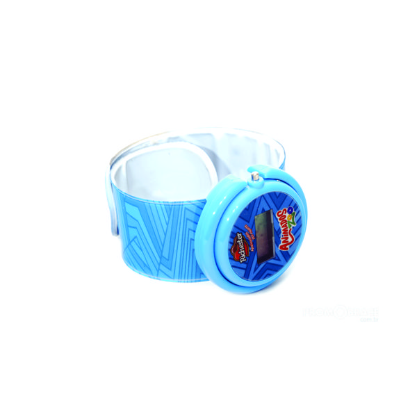 Pulseira bate-enrola em vinil com Relógio