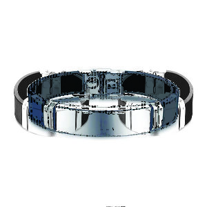 Pulseira de silicone com acabamento em metal