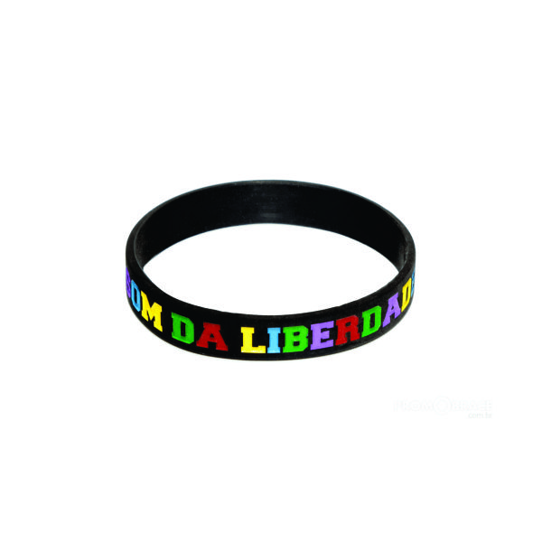 Pulseira de silicone com mensagem multicolorida
