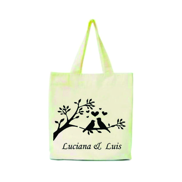 Sacola de Algodão de Casamento Personalizada